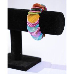 colorful shell disc stretch bracelet